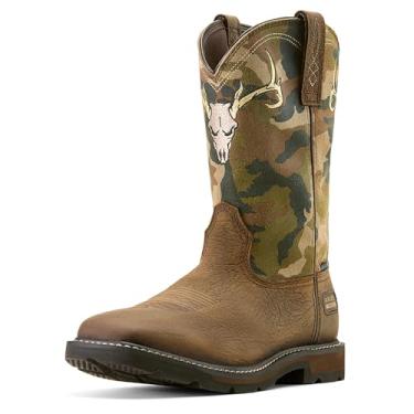 Imagem de ARIAT Bota masculina Groundbreaker Antler impermeável bico quadrado largo, Marrom (Bruin), 43