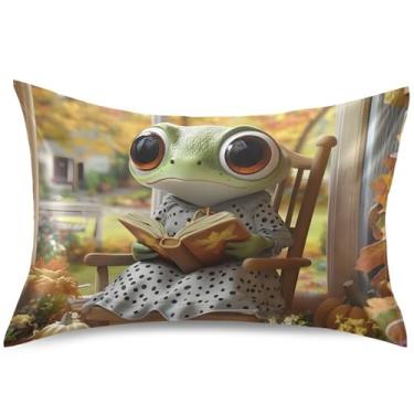 Imagem de Cute Frog Lady Funny Satin Pillow Cases for Hair Comfort Cooling Pillow Cover King Queen Standard Pillow Slip Comfort, King Size, 101,6 cm x 50,8 cm