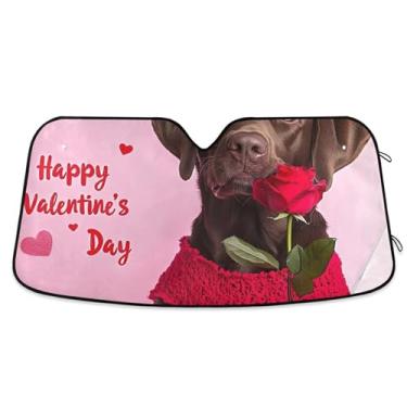 Imagem de Toldo de sol Labrador Retriever marrom fofo para para-brisas de carro caminhão retrátil personalizado protetor de para-brisa automotivo L, 144,8 cm x 80 cm