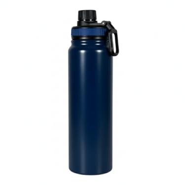 Imagem de Garrafa Térmica Premium de Aço Inox, 800ml, Azul Marinho, Parede Dupla, Isolamento 24h Frio/12h Quente, com Bico Prático para Academia e Uso Diário