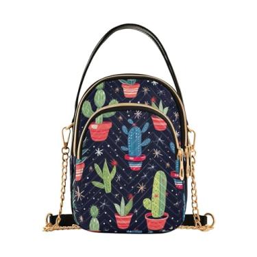 Imagem de GAIGEO Bolsa de ombro Sea Underwater com água-viva brilhante com zíper, transversal feminina, bolsas transversais modernas para mulheres, Lindo cacto de Natal - 4, One Size