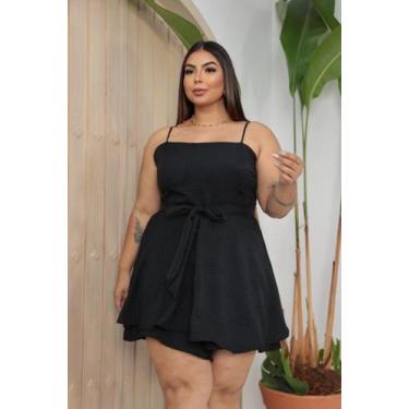 Imagem de Macaquinho Vestido Rodado Plus Size Bojo E Alça Ajustável - J&G Estilo