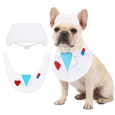 Imagem de Hillban Fantasia de médico para cães grandes, gatos, filhotes, fantasias engraçadas para cosplay, festa veterinária, roupa de enfermeira, roupa de enfermeira, uniforme fofo (M)