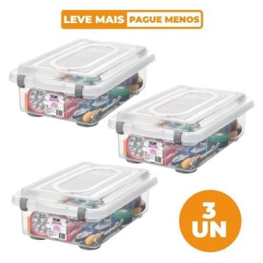 Imagem de Kit 3 Caixas Organizadoras Transparentes 8,6L Top Stock Sanremo