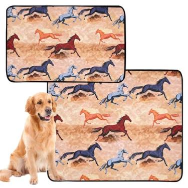 Imagem de TSENQUE Tapetes laváveis para cães de estimação, à prova d'água, tapete de cercadinho colorido para cavalos galopantes, reutilizável para gatos, à prova de vazamento, almofadas para cães, pacote com 3