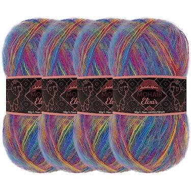 Imagem de JubileeYarn Fio de Elixir Mohair – Mistura de Lã para Bebês 50 g/novelo – Waikiki Beachcomber – 4 novelos