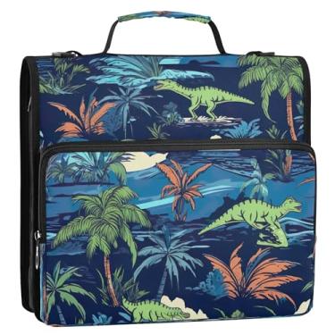 Imagem de Pasta escolar com 3 anéis de dinossauros de palmeiras com zíper e bolsos para documentos