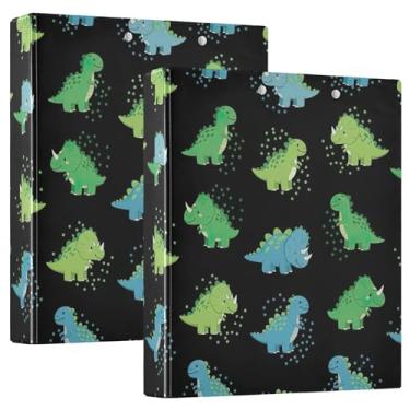 Imagem de Cute Dino Night Black 3 fichários de 2,8 cm, 200 folhas, caderno, floral, redondo, fichário de escritório, 31,5 x 27 x 6 cm, 1 pacote