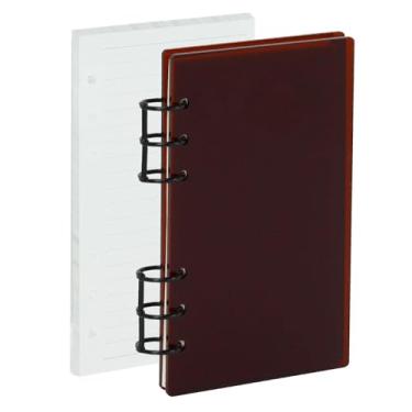 Imagem de Capa para caderno Mulitbey A6 fichário de acrílico transparente com 6 anéis, fichários de folha solta com anel redondo de metal preto, incluindo 90 folhas de papel refil (45 em branco + 45 forradas