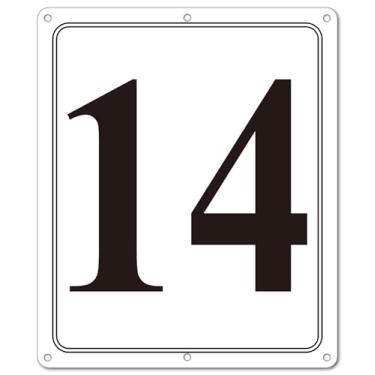 Imagem de i-CowFun Placa numerada de metal premium externa, refletiva de 30,5 x 25,4 cm, placas numeradas de alumínio grandes, 14 para estacionamento, quadra de tênis, campo, armazém, corredor, edifício, doca