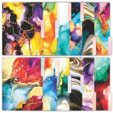 Imagem de PARTH IMPEX Pacote com 12 pastas de arquivo decorativas, aba cortada de 1/3 com posições variadas, suportes de papel tamanho carta (24,8 cm x 29,8 cm) acabamento fosco laminado para trabalho escolar