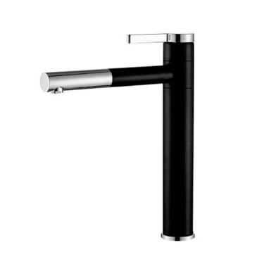 Imagem de Torneira Lavatório Monocomando Bica Alta Móvel Preto E Inox - Kokay