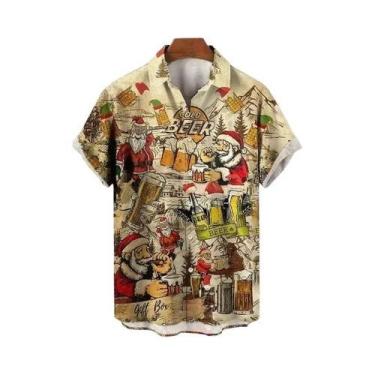 Imagem de Camisa Masculina De Verão Com Estampa 3D Para Festival De Cerveja, Est