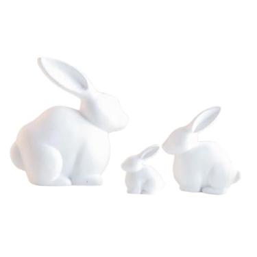 Imagem de Ｂｅｓｇａ Conjunto de 3 estatuetas de da Páscoa para decoração de mesa, estilo rústico, escultura de animal, estátua de para lareira, sala de