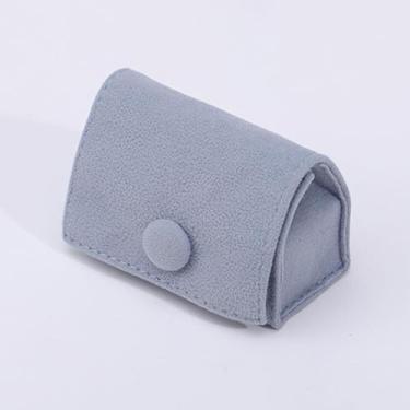 Imagem de UGPLM Estojo porta-anéis de veludo, pequeno, para viagem, multifuncional, elegante, organizador de joias, bolsa para guardar brincos e colares, Cinza Claro