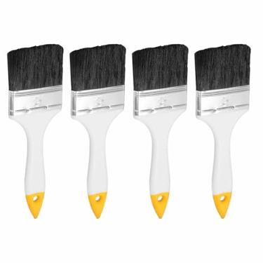 Imagem de HARFINGTON 4 pincéis de pintura planos de 6 cm com alça de PP branco/amarelo para decoração de móveis, armário e porta de parede