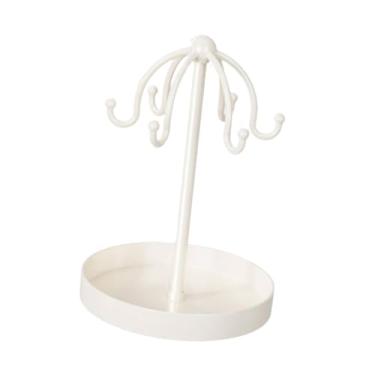 Imagem de YIJU Porta-joias, porta-chaves, bandeja decorativa de ferro para chaves, expositor de joias para colares, anéis e brincos, para mesa ou quarto, Branco