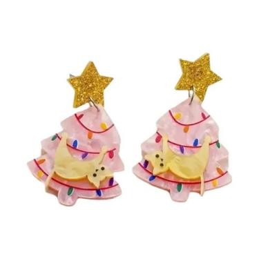 Imagem de Brincos Pendentes De Natal Fofos Com Design De Estrela E Gato Em Acríl