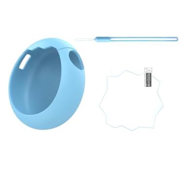 Imagem de Capa de silicone para Tamagotchi Paradise, protetor de tela com cordão, acessórios de jogos antiderrapantes resistentes a quedas (azul + cordão + película protetora)