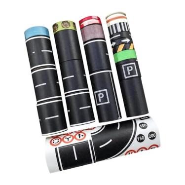 Imagem de simhoa 28 peças de fita adesiva para trilhos de e estrada, fita adesiva decorativa realista para trilhos de carros, adesivos de sinalização de trânsito, 300cm