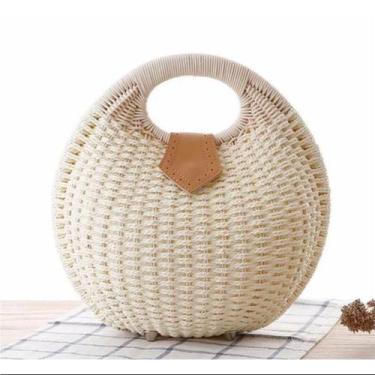 Imagem de Bolsa de Praia Redonda Bola Artesanal - NoBrand, Off, White