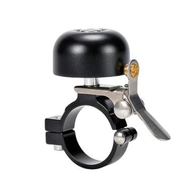 Imagem de Sino de latão clássico para uso na mão direita e esquerda, montagem no guidão de bicicleta, anel anodizado de 35 mm, aviso de ruído de alto passo(Black 1 PCS)