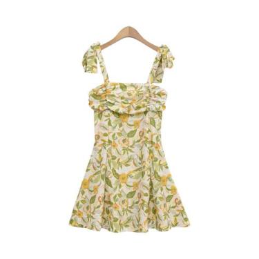 Imagem de Vestido Casual De Verão Feminino Sem Mangas Com Decote Redondo Estampa