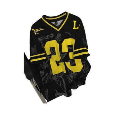 Imagem de Camiseta Masculina De Verão Com Decote Em V Casual Esportiva Respiráve