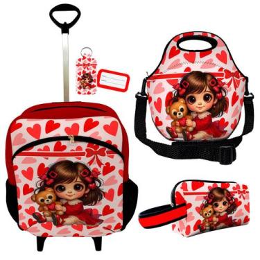 Imagem de Kit Escolar Infantil Mochila de Rodinha Lancheira Térmica Necessaire P