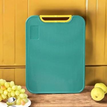 Imagem de Tábua de Corte Retangular e Redonda Antibacteriana com Alça, Resistente a Mofo e Anti‑rachaduras para Cozinha Verde, Carne e Vegetais (3PCS,retângulo)