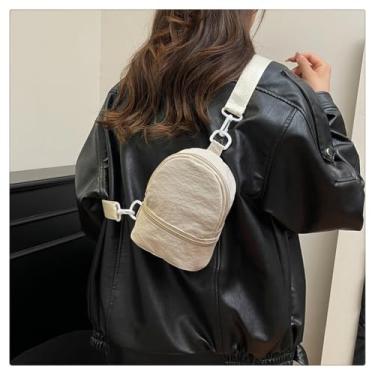 Imagem de Bolsa tiracolo de nylon – Pochete de ombro para esportes ao ar livre com fecho de zíper, Bege, Medium, Moderno