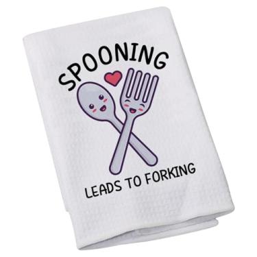 Imagem de Colher leva a bifurcar toalha de cozinha colher e garfo coração doce esposa marido dia dos namorados toalha de chá presente (colher)