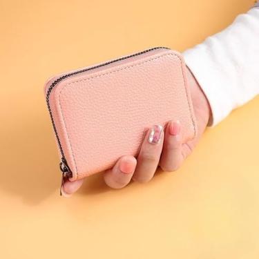 Imagem de Carteira feminina bolsa com zíper, carteira moderna, porta-cartões, bolsa de identificação, bolsa de armazenamento, carteira, bolsas, presente para mulheres e homens, rosa, Estilo retrô