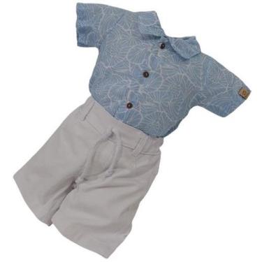 Imagem de Conjunto Bebê Menino Body Estampado + Shorts Paraiso 13966, Azul, G ( 