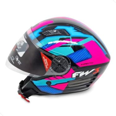 Imagem de Capacete X Open UP FOX Cor Rosa com Azul Tamanho 56