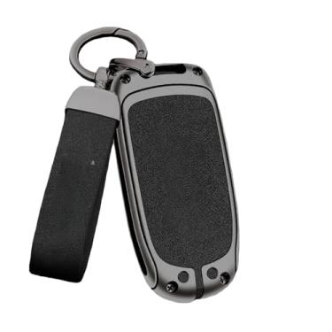 Imagem de Capa de couro para chave de carro de liga de zinco compatível com Jeep Renegade Compass Cherokee Grand compatível com Chrysler 300C Wrangler acessórios(A-gun black)