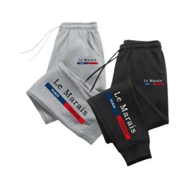 Imagem de Calças Jogger Masculinas Com Estampa Paris Le Marais 2 Em 1, Calças De
