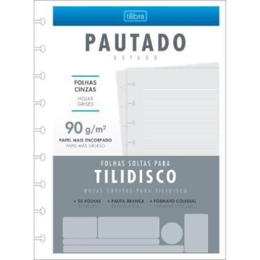 Imagem de Refil Bloco Tilidisco Pautado 50 folhas Cinza 90g Tilibra
