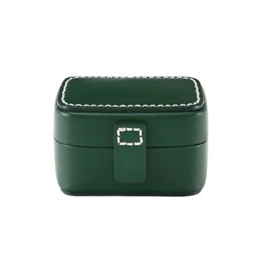 Imagem de Armazenamento Caixa de armazenamento minimalista moderna de couro genuíno, organizador de couro curtido vegetal portátil de mesa para fios e chaves de fone de ouvido(Green)