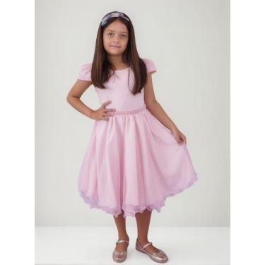 Imagem de Vestido Infantil Princesa Pérola Festa Luxo Saia De Brilho - Algodoce,