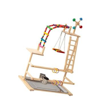 Imagem de Generic Suporte para, playground para pássaros, brinquedos de moinho de vento, com 2 poleiros, suporte para atividade de conure, caique, canário,
