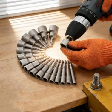 Imagem de Conjunto profissional de 14 peças de brocas de porca em vários tamanhos, kit adaptador de soquete durável para reparo e manutenção doméstica