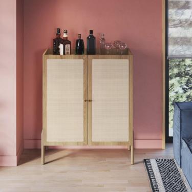 Imagem de Cristaleira 2 Portas 93cm Palhinha Pé Madeira Oslo