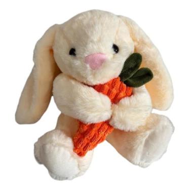 Imagem de Coelhinho De Pelúcia C/Cenoura Decoração Cesta Páscoa Creme - Fizzy