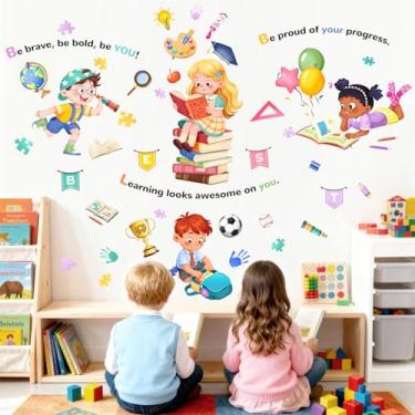 Imagem de Decalques de parede educativos de canto de leitura inspiradoras citações motivacionais positivas adesivos de parede - Quarto de bebê infantil creche, escola, sala de aula, decoração