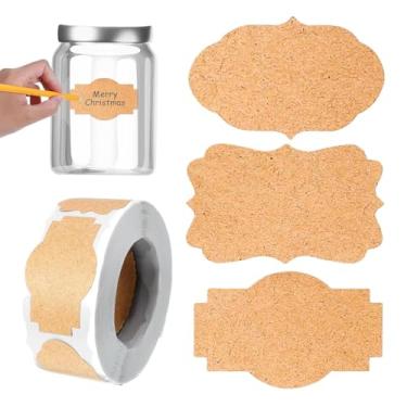 Imagem de Etiquetas Autocolantes Marrons | 300 Unidades Castanhas Em Branco Para Escrever Em - Adesivos para Escrever 5x3 cm - Para Garrafas de Azeite, Organização de Comida, Comerciantes, Artesanato, Natal,