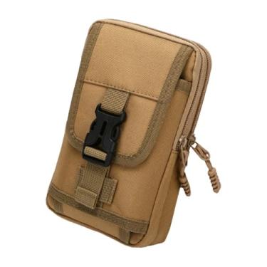 Imagem de Bolsa para telefone pochete de cintura de camada dupla com botão de pressão bolsa de cintura masculina bolsa de telefone (cáqui vertical)