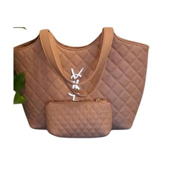 Imagem de Bolsa FEMININA Y $ L de Luxo com Carteira Iniciais da Marca de Ferro Medidas: 40x30x10 beje clara "REPLICA"