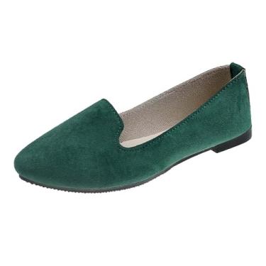 Imagem de Sapatos rasos femininos casuais modernos em cores doces para primavera e verão como sapatos de trabalho versáteis com opções de tamanho grande para uso externo e interno, Verde, 35