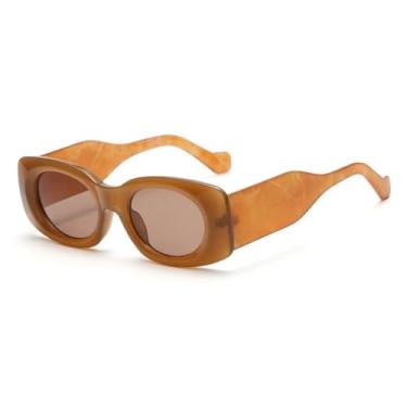 Imagem de HCHES Óculos de Sol Femininos Ovais de Luxo com Lentes Degradê Retrô, Proteção UV400 e Hastes Largas (Laranja)